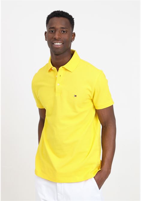 Yellow men's polo shirt with flag embroidery logo TOMMY HILFIGER | MW0MW17771ZGRZGR